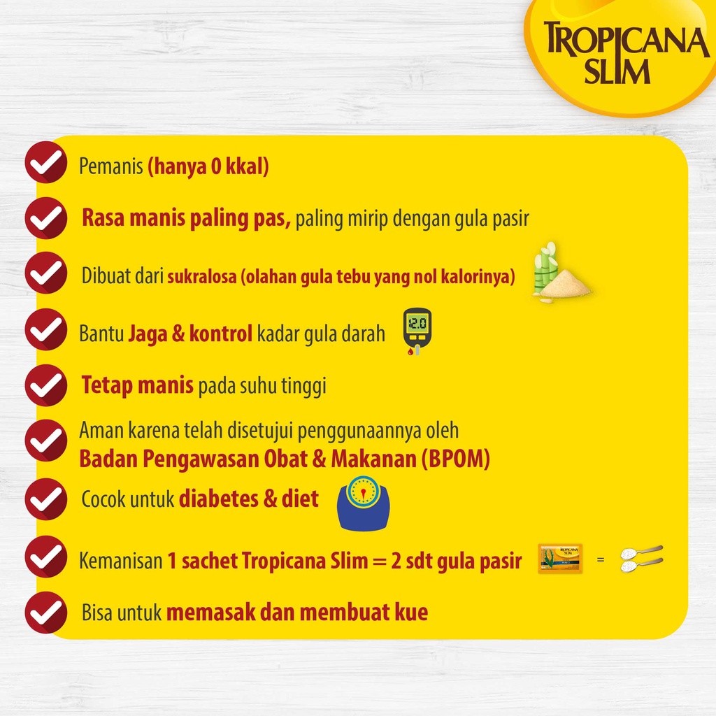 

Twin Pack - Tropicana Slim Sweetener DIABTX 100 Sachet - Pemanis untuk Diabetesi