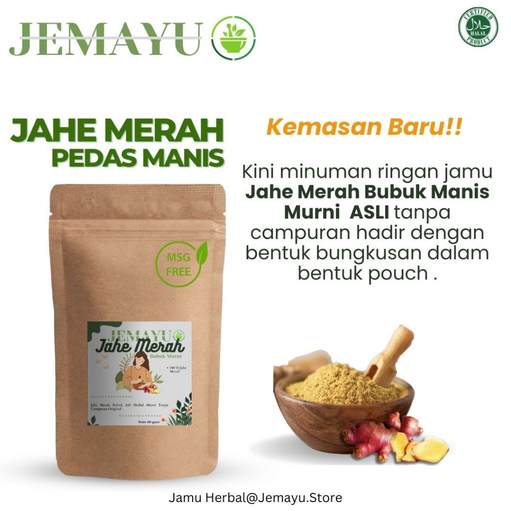

RATU Jahe Merah Bubuk Pedas Manis 100% Murni Herbal Original