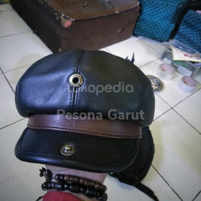Promo topi Pria Casual OKTAGONAL kancing kulit domba - pesona garut