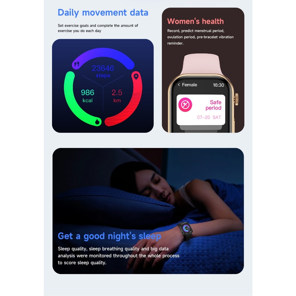 RB2233 Original SmartWatch Watch FIT3 Pro Blood Glucose Smartwatch Electrocardiogram Temperature