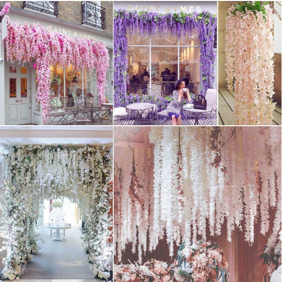 ID BUNGA WISTERIA TANAMAN BUNGA RAMBAT HIAS BUNGA WISTERIA PLASTIK JUNTAI GANTUNG ORNAMEN RUMAH