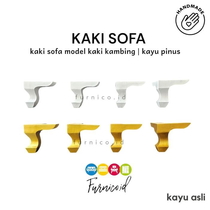 Kaki Sofa Retro Kambing Ukir Kayu Pinus Asli Kokoh Kuat