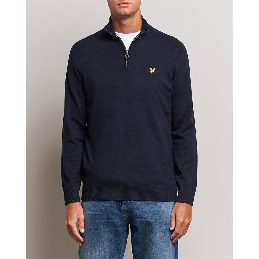 Lyle & Scott Cotton Merino Quarter Zip Jumper Navy