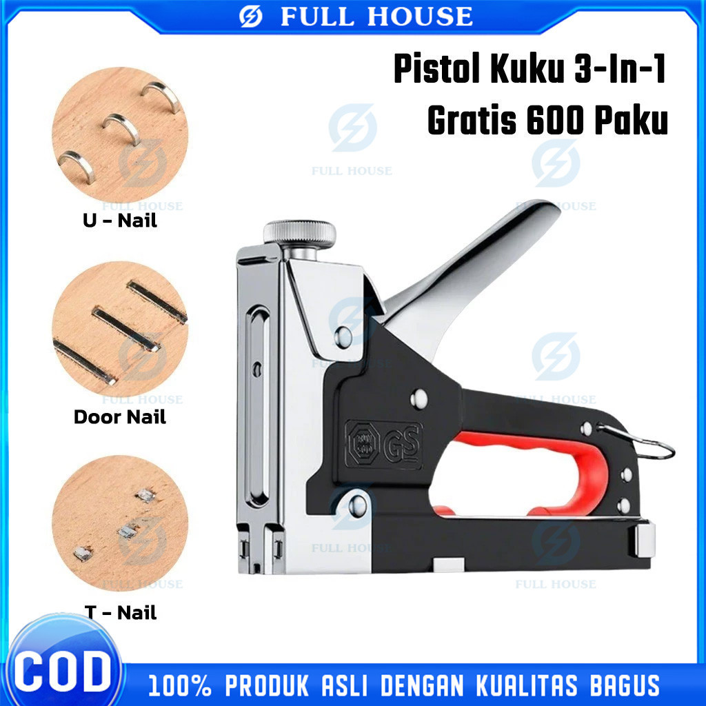

Gratis 600 Staples 3 In 1 Stapler Gun Staples Tembak Gun Tacker Powerfull Pistol Stapler DIY Pelapis