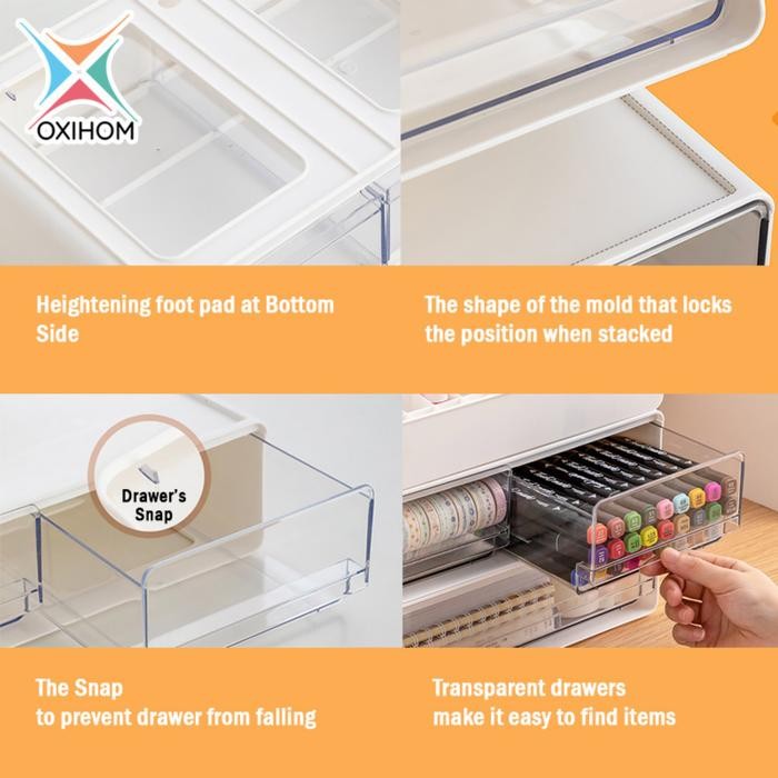 

OXIHOM LACI PLASTIK SUSUN TEMPAT MAKE UP ACRYLIC KOTAK PENYIMPANAN MAINAN PAKAIAN