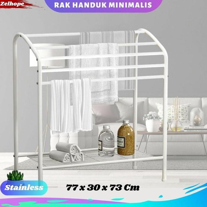 ZH Jemuran Handuk Stainless Murah /Gantungan Handuk Berdiri Rak Handuk