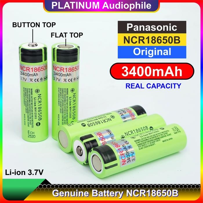 Baterai 18650 Panasonic 3400Mah Original Battery Batre Lithium Li-Ion Ncr 18650B Murah