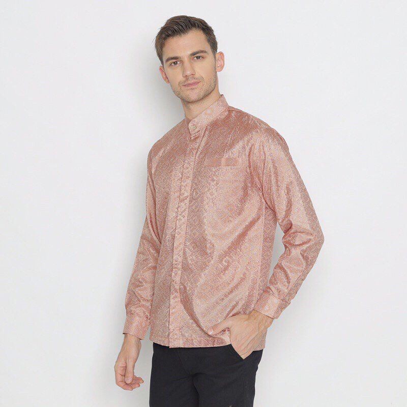 ARE kemeja batik pria lengan panjang furing hem furing bahan viscose polos slimfit casual termurah