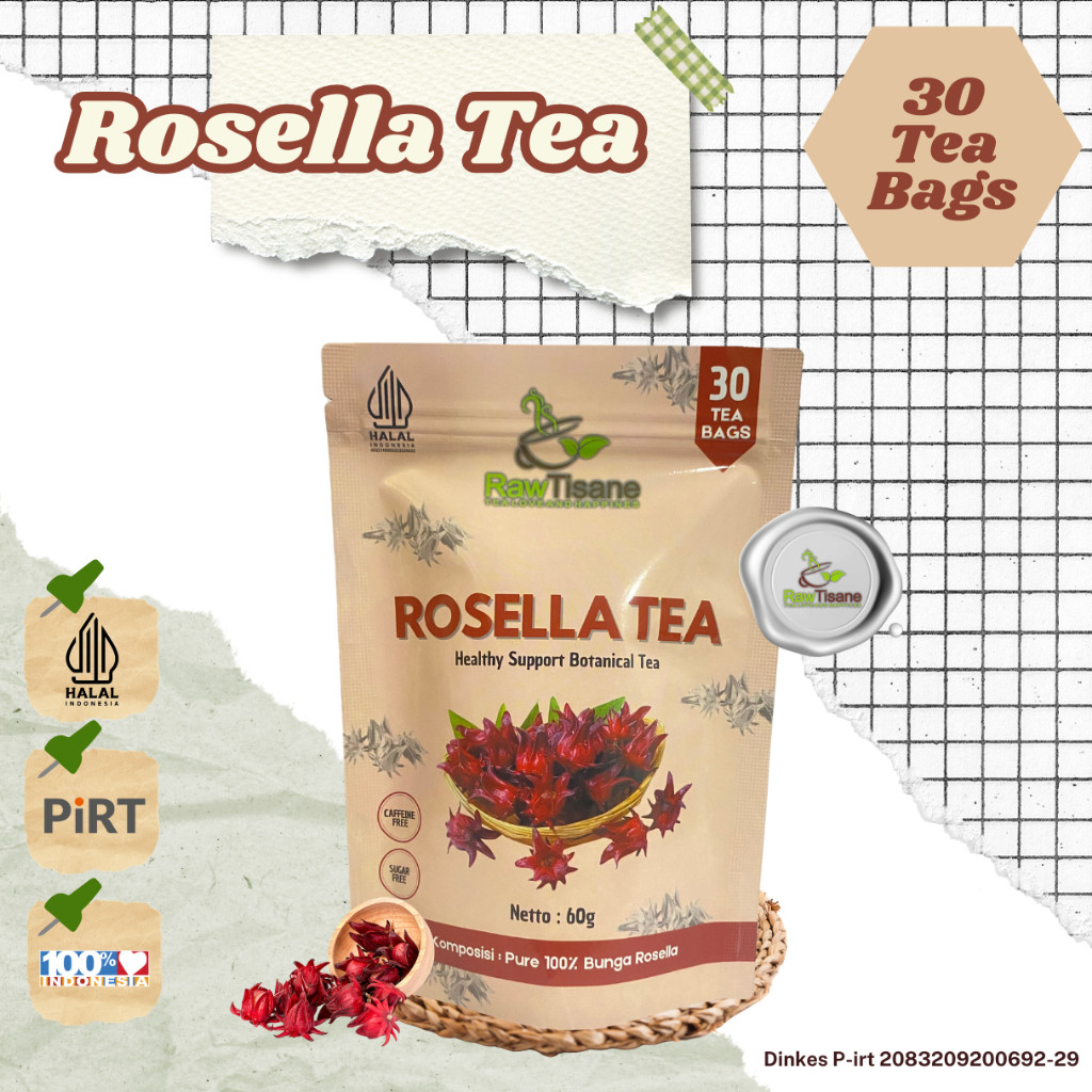 

RAW TISANE Rosella Tea : Teh Celup Bunga Rosella Merah All Varian Isi 30 Tea Bag
