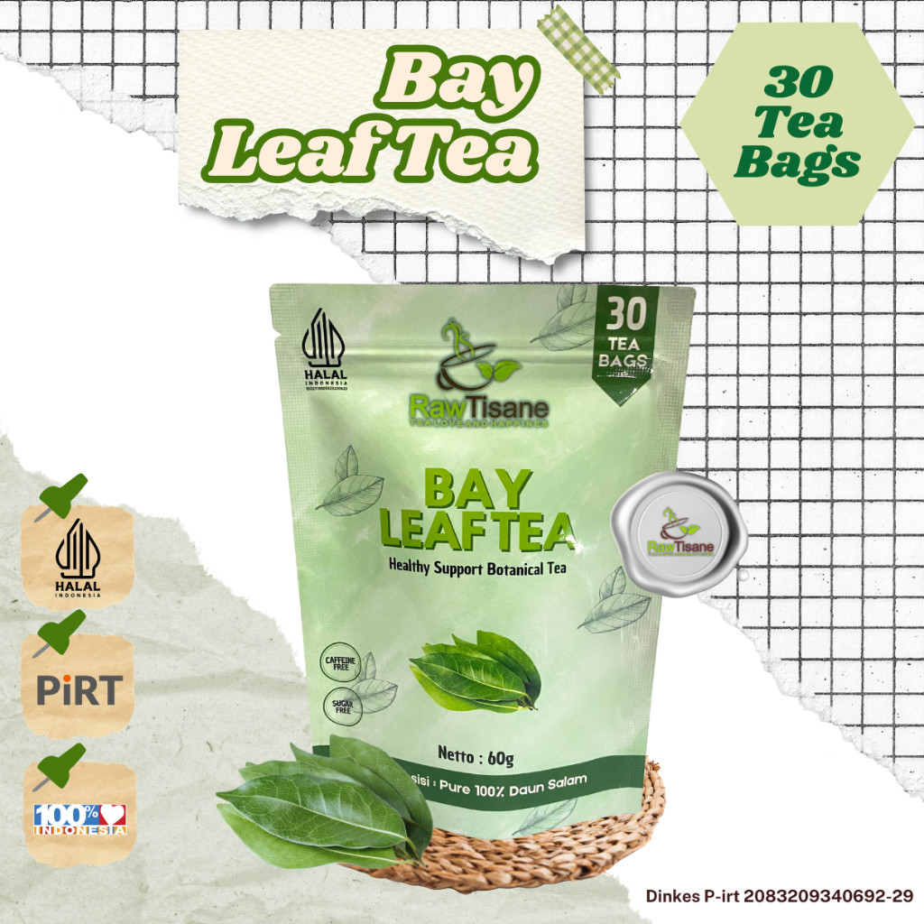 

RAW TISANE Bay Leaf Tea : Teh Daun Salam / Teh Celup Daun Salam Isi 30 Tea Bag