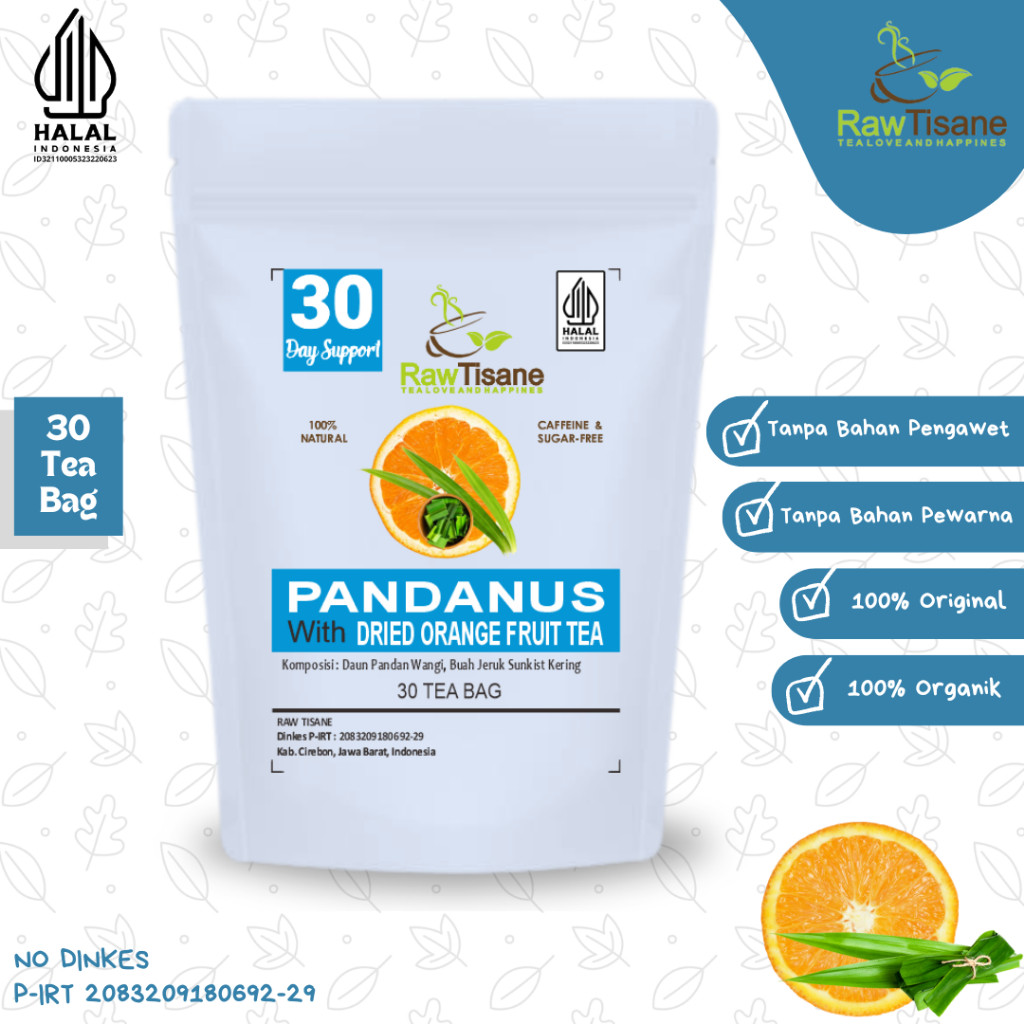 

RAW TISANE Pandanus Leaf With Dried Orange Fruit Tea : Teh Daun Pandan Wangi & Buah Jeruk Kering Isi