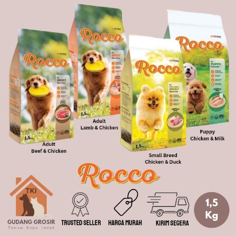 RB22 Rocco Dog Food 1.5 kg Tersedia Varian Beef Lamb Chicken Duck Puppy