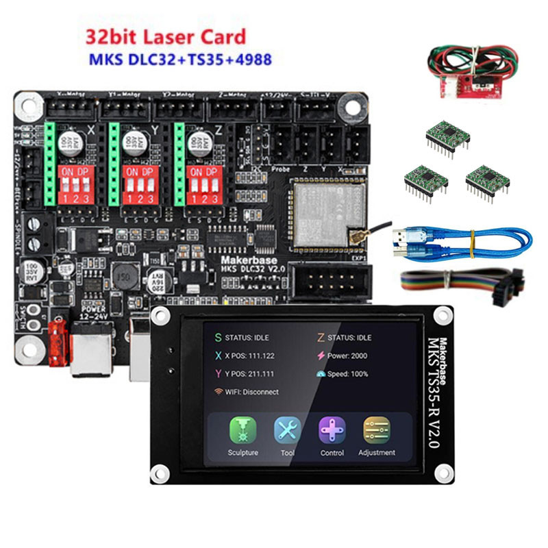 Grbl 32 bit CNC Shield Controller ESP32 WIFI MKS DLC32 V2.1 Offline Control Board TS24 Touchscreen f