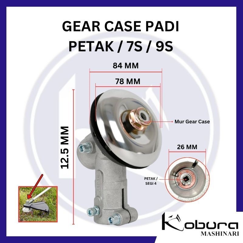 Gear Case Kepala Pisau Mesin Potong Rumput dan Padi Gagang Dudukan Pisau Potong Padi Varian Petak,