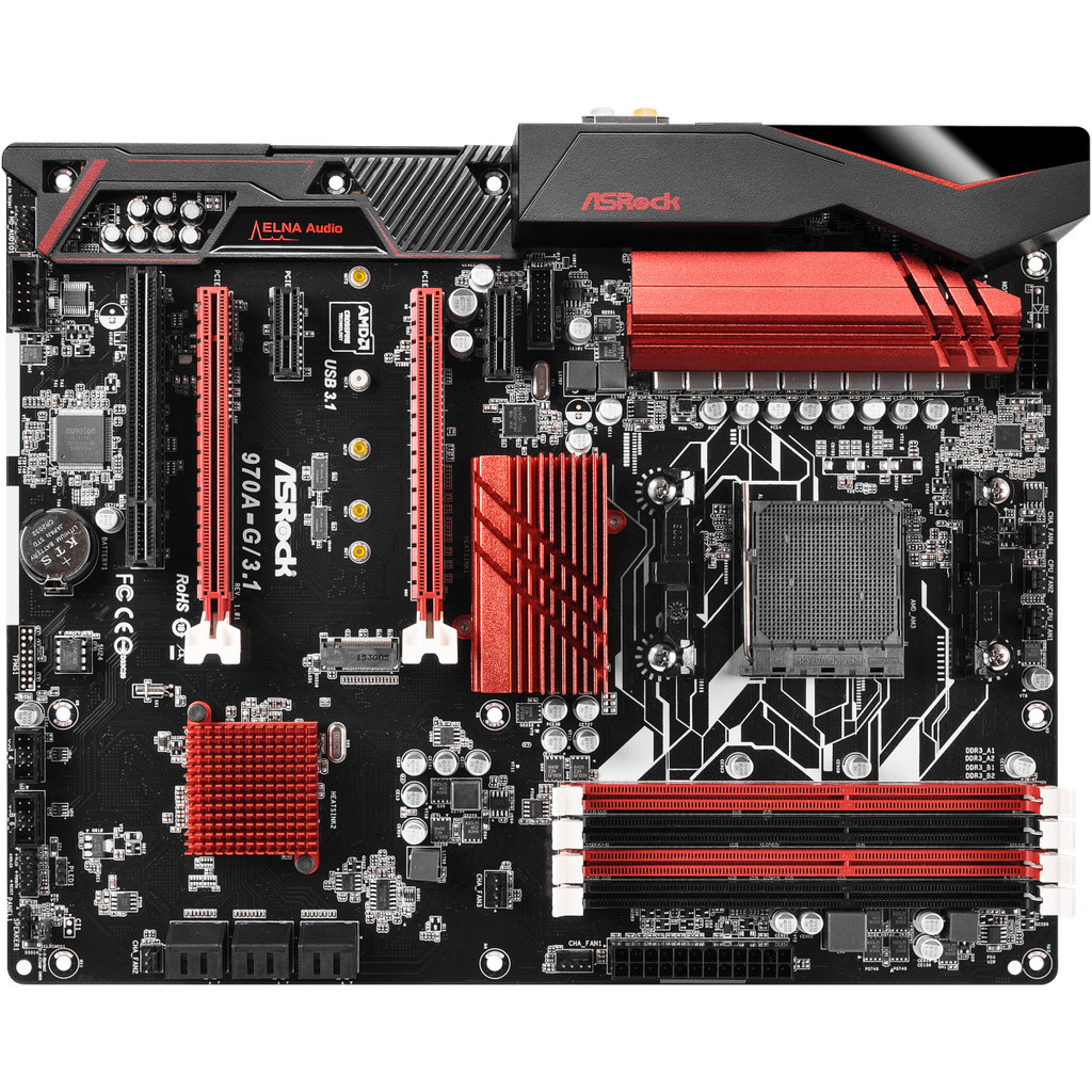 Asrock 970A-G/3.1 Motherboard AM3+ AMD 9704XDDR3 64GB 6XSATA III M.2 USB 3.1 ATX support AMD FX 9590