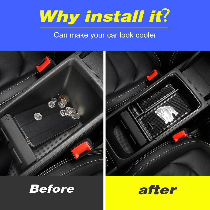 Vtear For Skoda Kodiaq car storage box container holder stowing tidying central tray clapboard acces