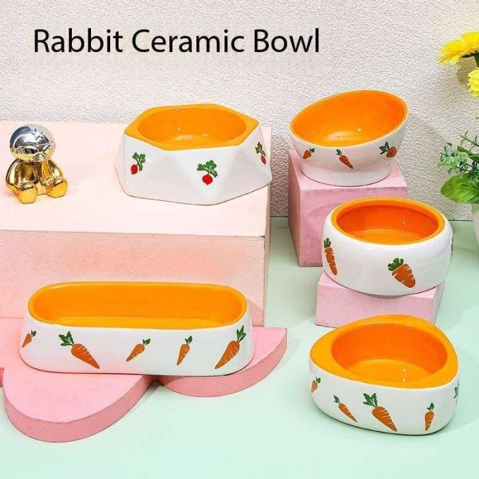 1 Pcs - Motif Wortel - Mangkok Keramik Untuk Hewan kecil
