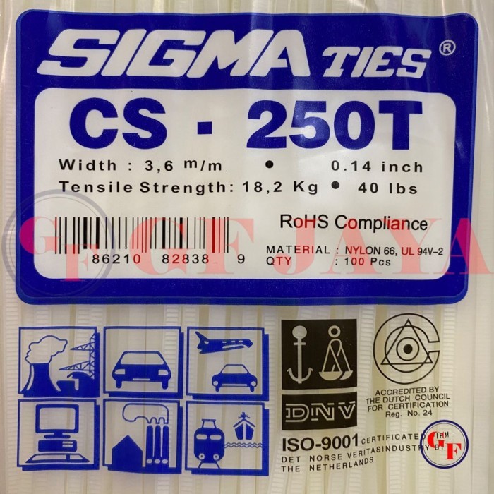 

Kabel Ties Sigma CS 250T / 25cm Putih CS250T Cable Tie White 25 cm