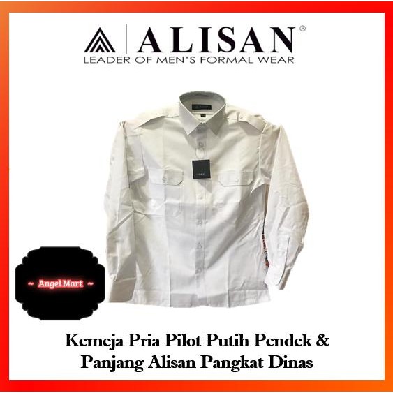 Kemeja Pria Pilot Putih Pendek Alisan Pangkat Dinas