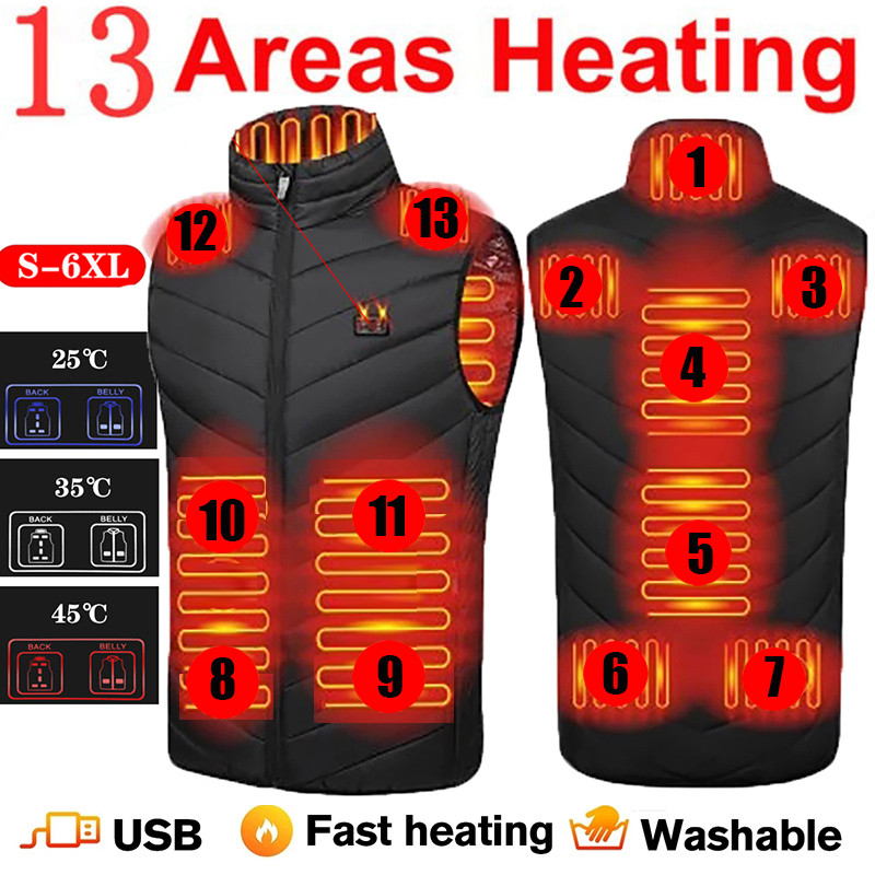 13/9 Area Usb Heated Jacket Men Womenheated Vest Heating Vest Tactical Heated Down Jacket Heated