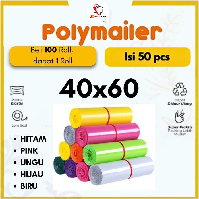 

Aman - [40X60] Big Size Isi 50Pcs Plastik Polymailer Packing Baju/Packing Olshop Sudah Ada Perekat