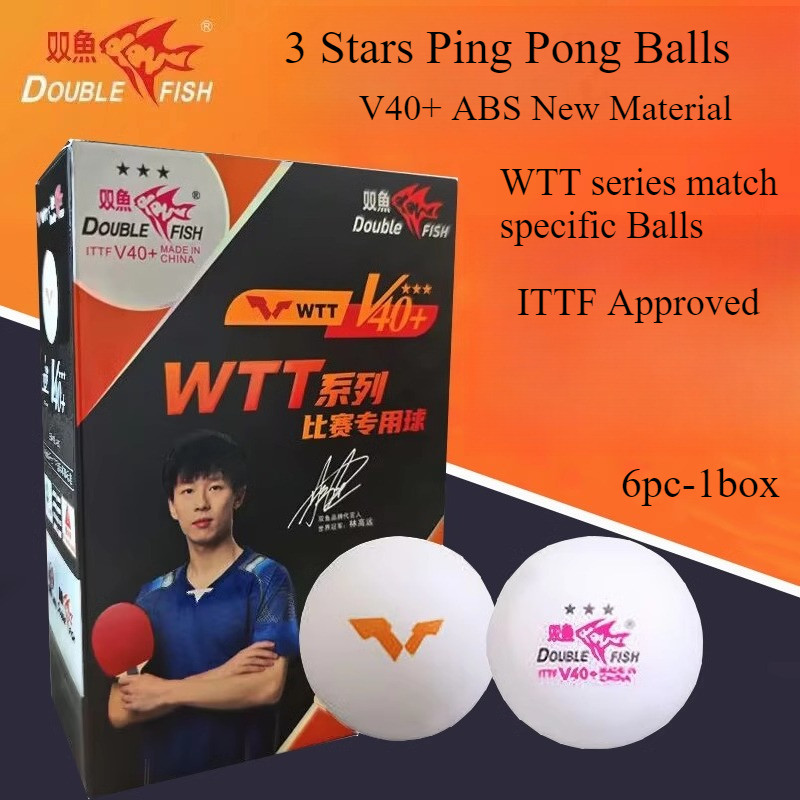 1/2/3Box Double Fish 3 Stars Ittf Ping Pong Balls V40+ Abs New Material 6Pc/1Box Wtt Series Match