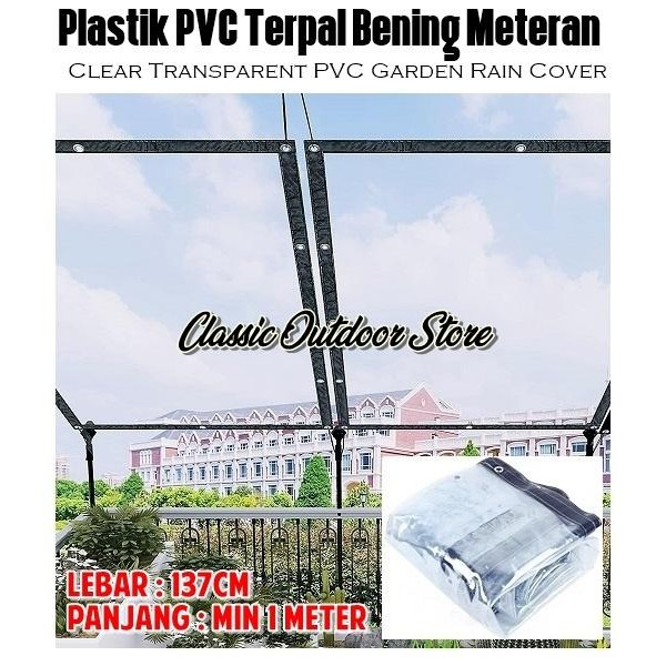 Tirai Plastik Bening Penahan Air Hujan / Krei PVC Outdoor Meteran