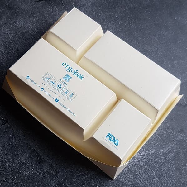 Lun Box sekat 4 isi 100 pc Paper Rice Box Dus Nasi Ergopak