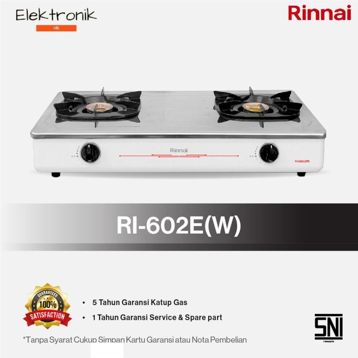Kompor 2 Tungku Rinnai RI-602E White Stainless Steel