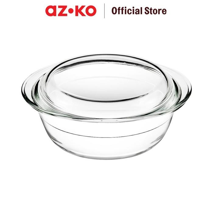 AZKO Culinart Wadah Saji Casserole Kaca Dengan Tutup Tempat Saji Makanan Wadah Hidangan Serving Pot