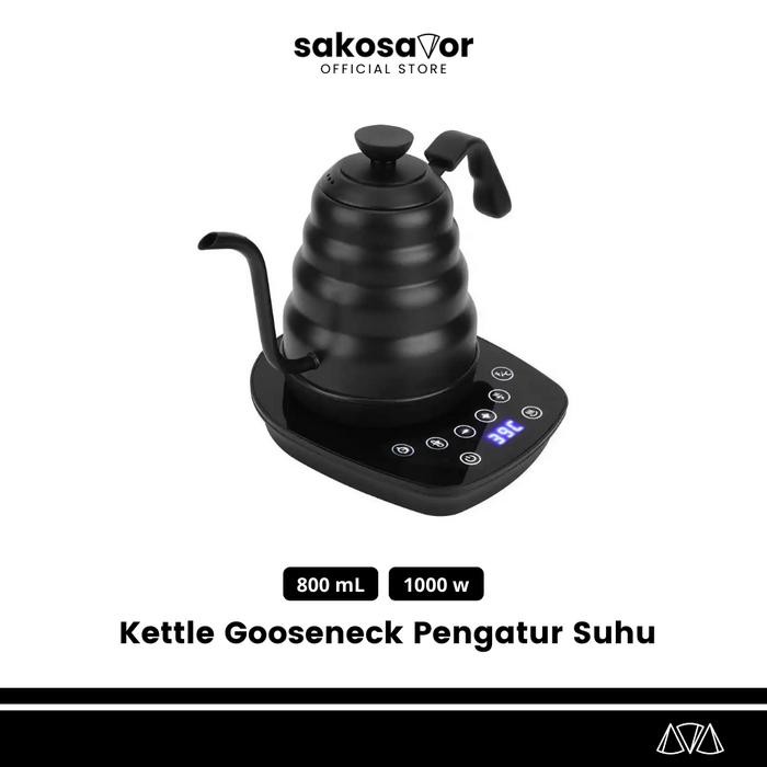 Kettle Leher Angsa Elektrik 800ml Pengatur Suhu Gooseneck Electric