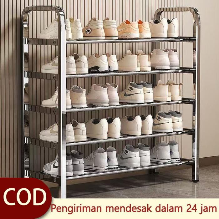 Rak Sepatu Sandal Stainless Steel Rak Sepatu Rak dapur Rak Sepatu Stainless Steel Multifungsi