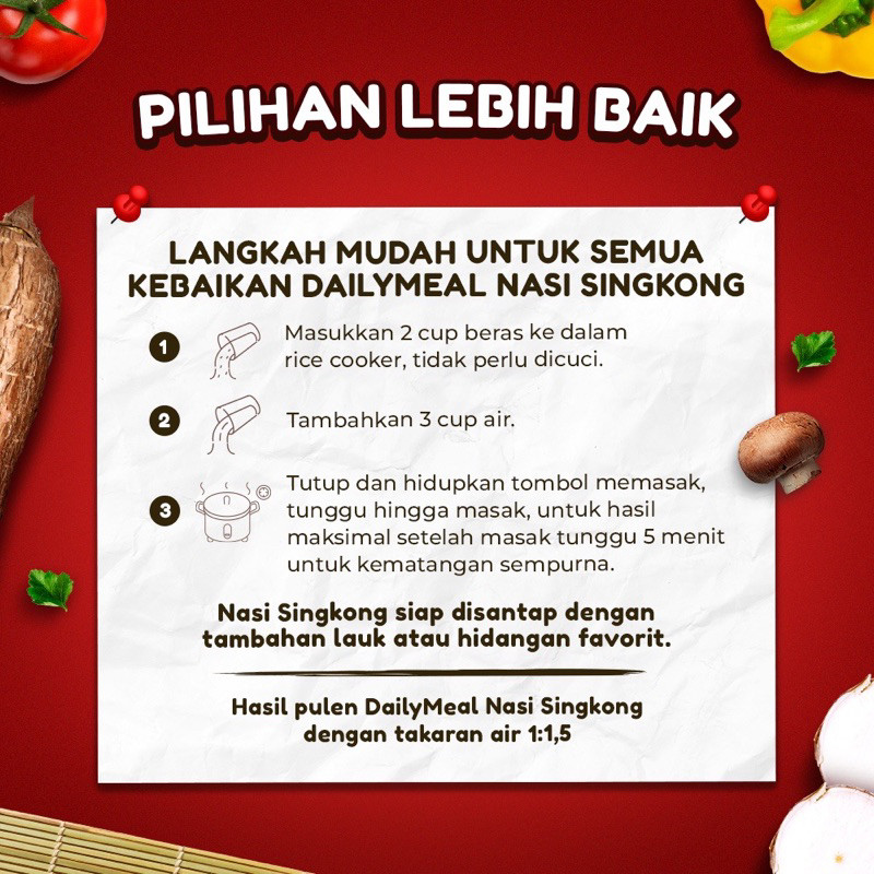 

Terlaris! DAILYMEAL RICE BERAS NASI SINGKONG 1 KG