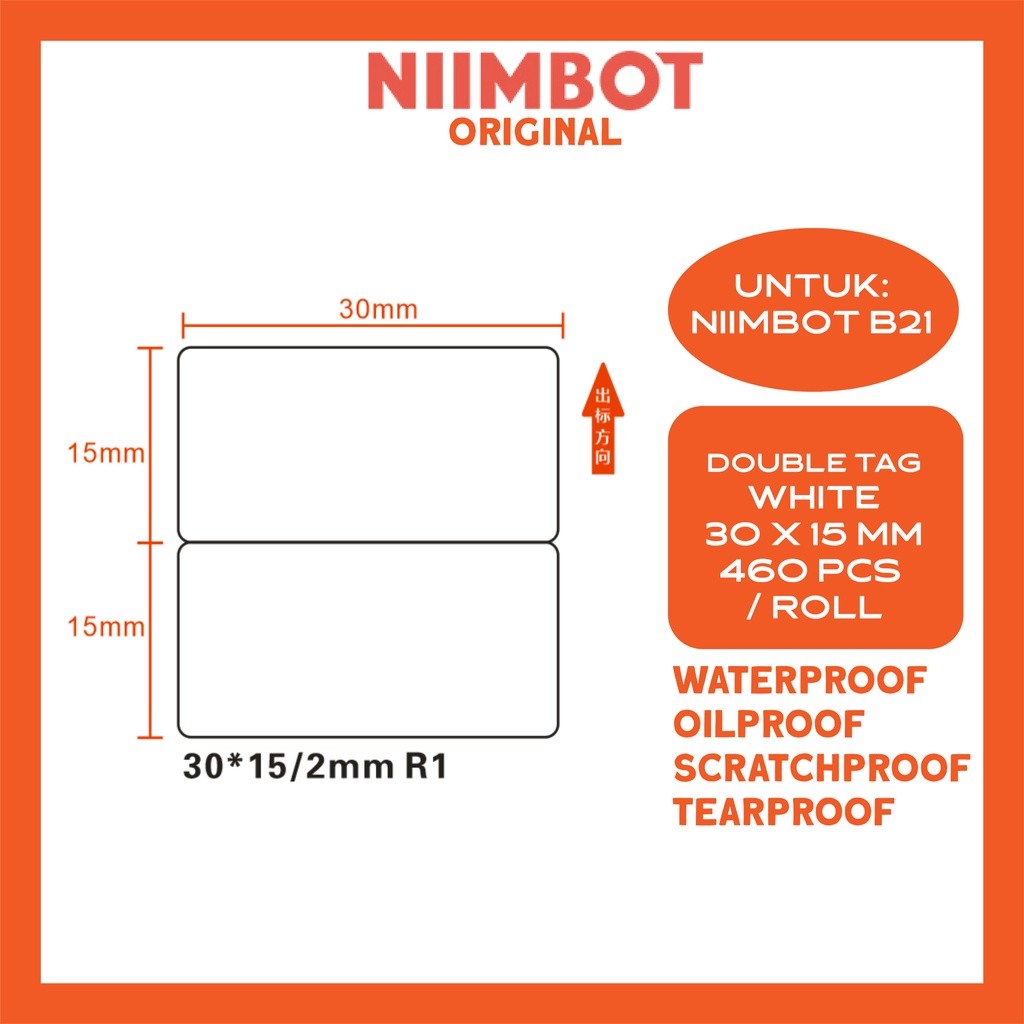 

Double Twin White Thermal Label Printer Sticker Niimbot B21 B1 B3S Refill Label