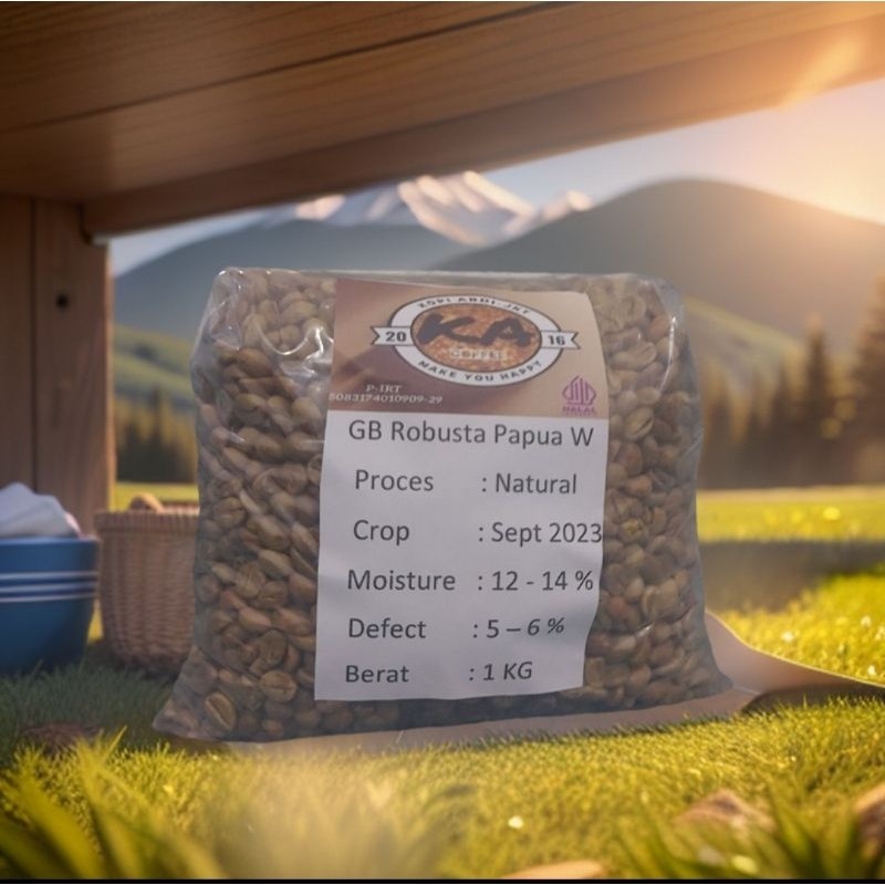 

PROMO Kopi Biji Mentah/an Bean (GB) Robusta Papua Wamena Natural ( 1) Gram / 1 kg