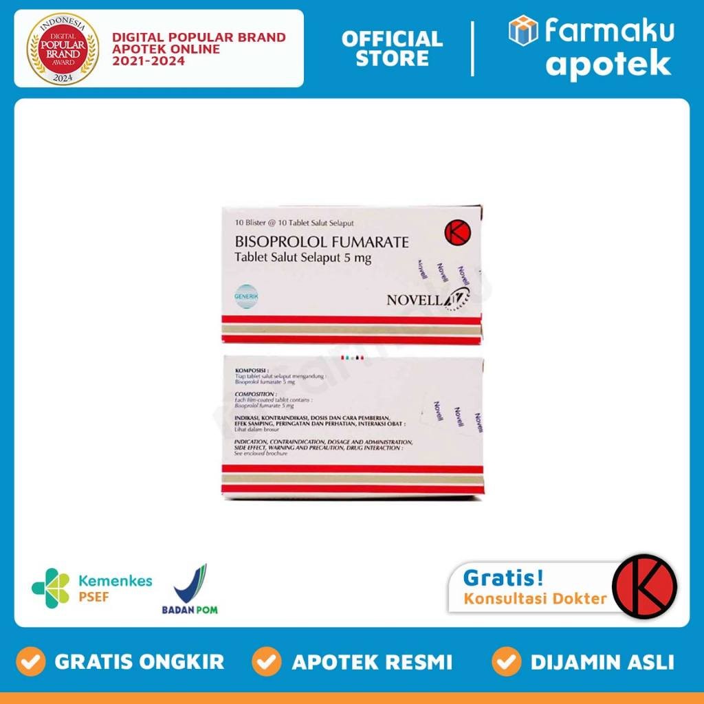 Bisoprolol 5 mg Novell  Blister 10 tablet salut selaput  - MKR