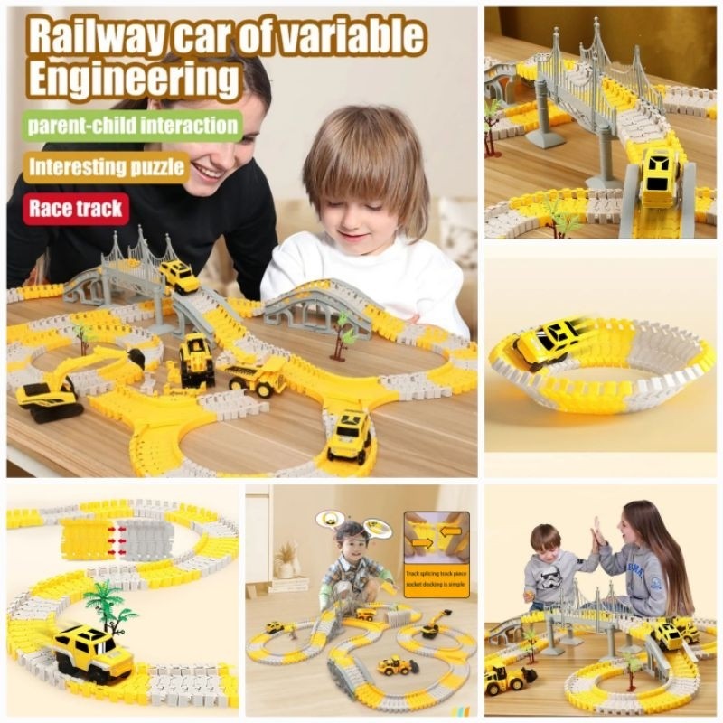 [capt] Mainan Anak DIY Rel Truck Konstruksi CITY TRUCK Create A Road