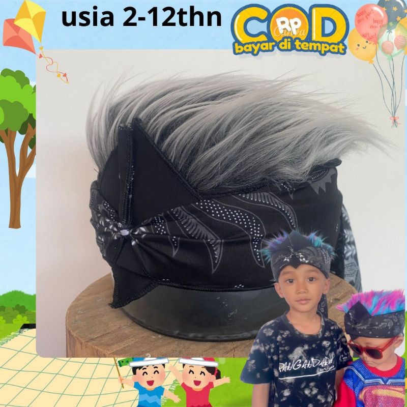 udeng rambut palsu anak premium blangkon rambut palsu