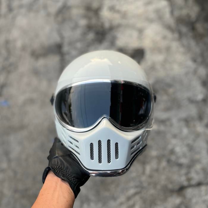 Helm Custom SIMPSON M30 White Glossy / helm cakil
