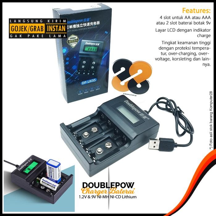 DOUBLEPOW DP-UK95 CHARGER BATERAI RECHARGABLE 4 SLOT - AAA AA 1.2V 9V
