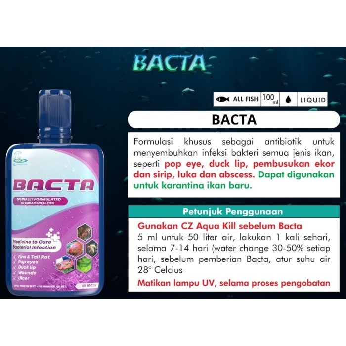 BACTA LIQUID 100ML ANTIBIOTIK INFEKSI BAKTERI UNTUK IKAN KOI KOKI HIAS