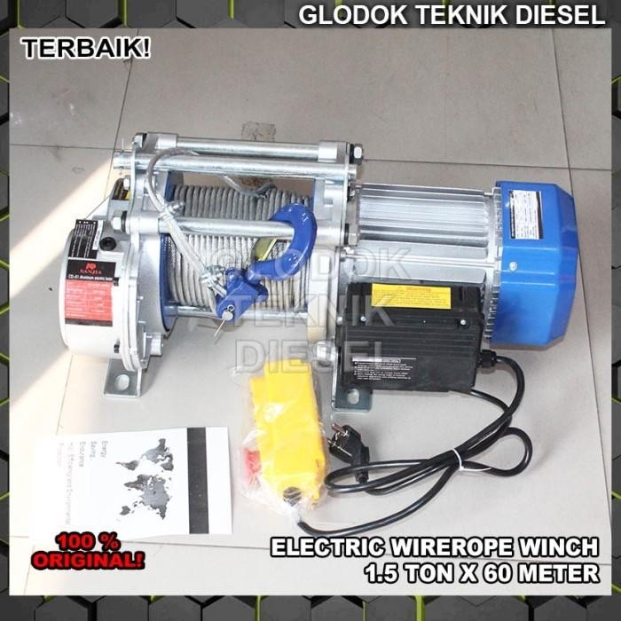 Winch Electric Hoist 1500KG Katrol Elektrik Winch 1500 KG 1.5 Ton 120 M Wire Rope Chain Hoist 1