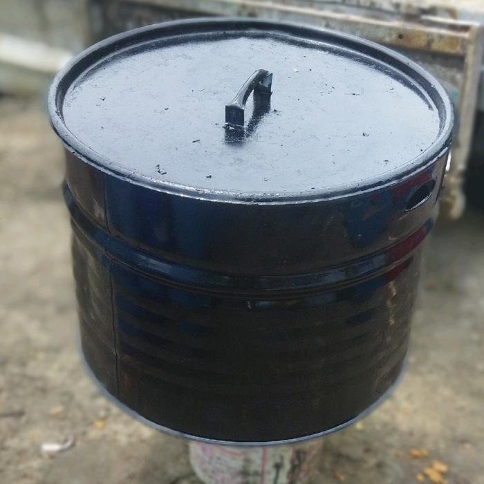 tong sampah besi/tong bakar/drum bakar/bak sampah/tempat sampah besar kapasitas 100 liter lengkap