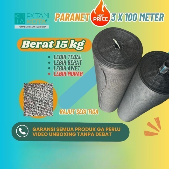 PREMIUM PARANET 75% JARING TANAMAN LEBAR 3M PONDOK GEDE