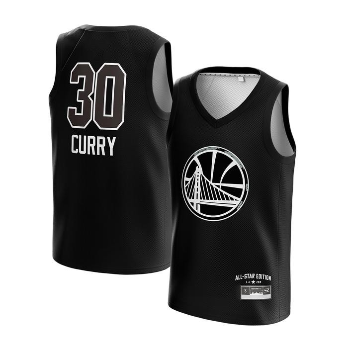 [Original] Jersey Basket Stephen Curry Gsw Allstr 2018 #30 Hitam - Swingman Bola Basket Baju Kaos