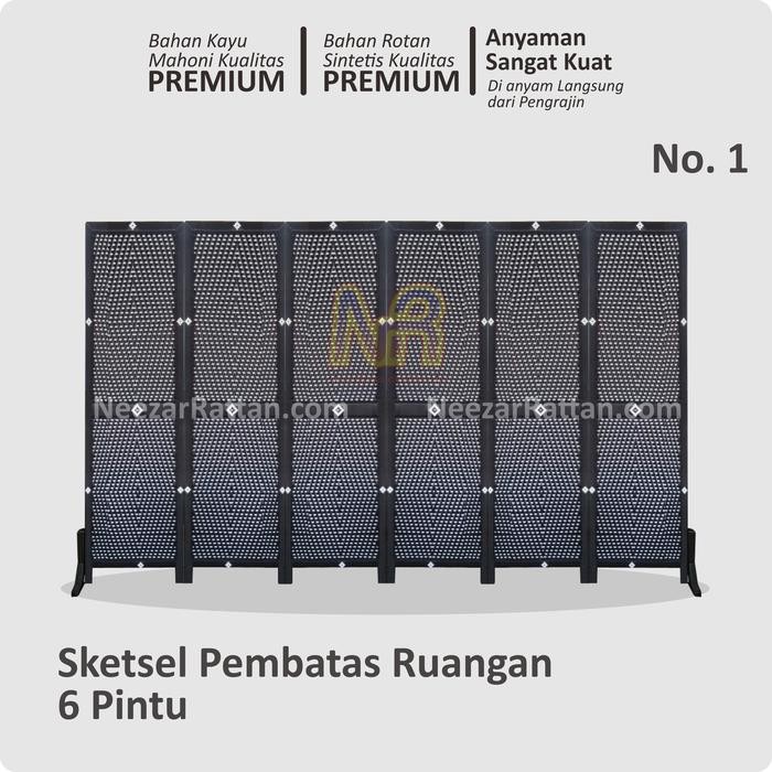 Sketsel Partisi Pembatas Penyekat Ruangan 6 Pintu Tanpa Roda