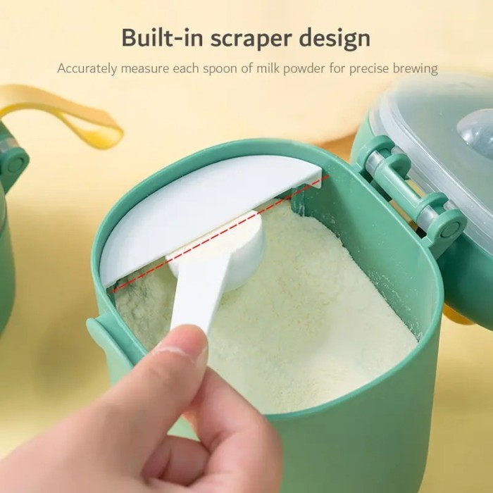 Tempat Susu Bubuk Bayi Motif Dino + Sendok 800 Ml / Wadah Penyimpanan Snack Buah Biskuit Food Grade