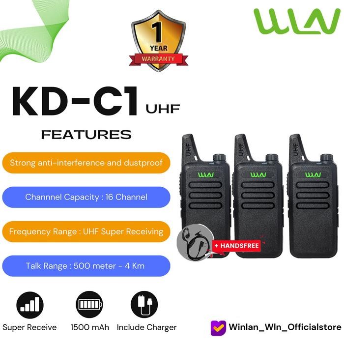 WLN WINLAN HT WALKIE TALKIE KD-C1 UHF ( 3PCS ) + HNADSFREE