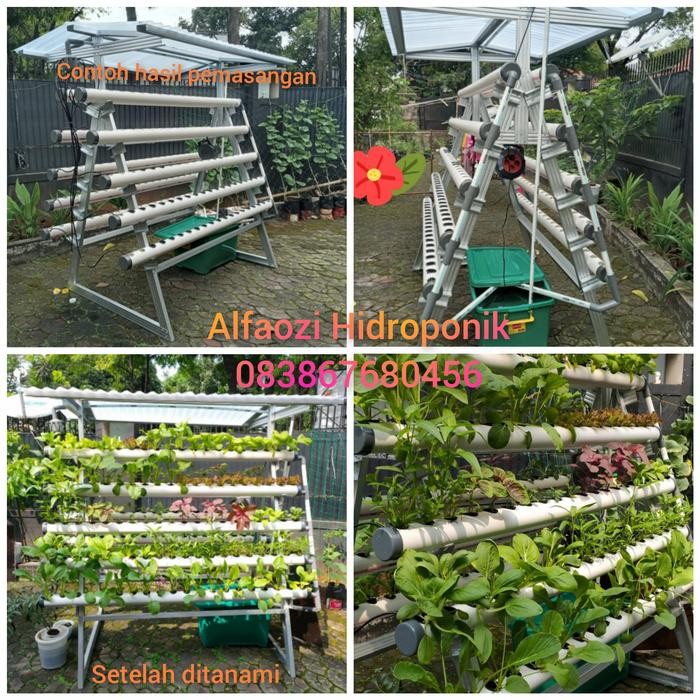 Terlaris Instalasi Hidroponik Pipa 3 Inch 2 Meter Rangka Baja Ringan Full Set