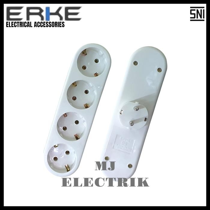 Erke Stop Kontak 3 Lubang + Steker Arde Colokan 4 In 1